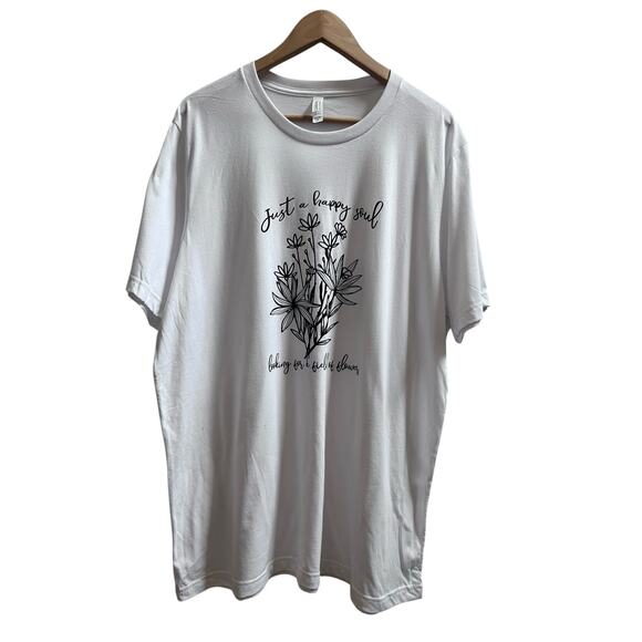 Bella Canvas White ‘Just A Happy Soul Looking For A Field of Flowers’ Tee 2XL - Picture 2 of 10